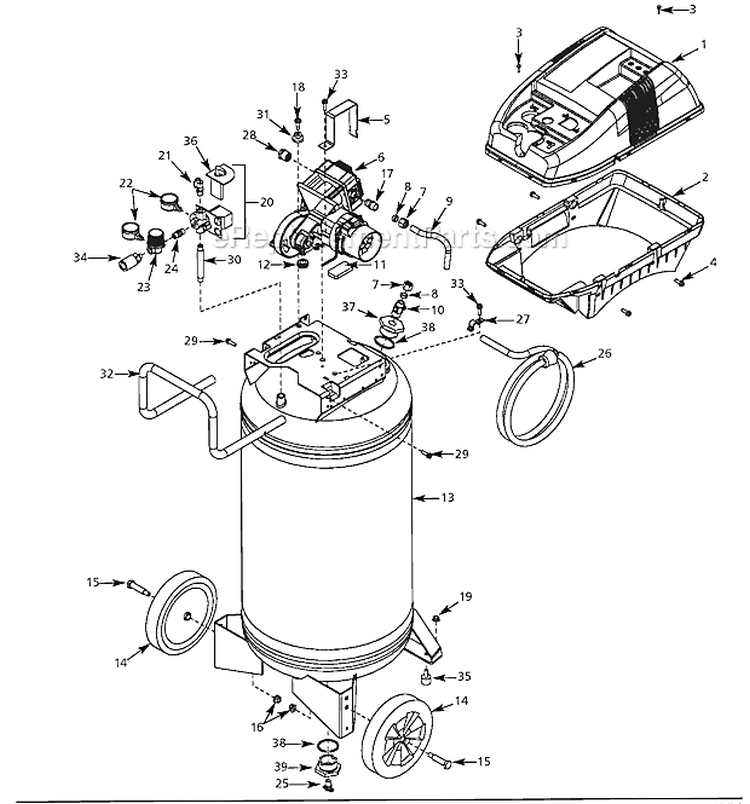 Page A Diagram and Parts List for WL661100  Campbell Hausfeld Compressor